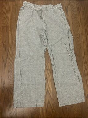 J. Crew Striped Linen-Blend Wide Leg Pants - Black & White